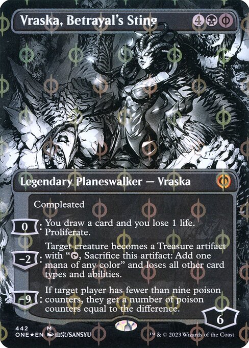 Vraska, Betrayal's Sting (442) - BORDERLESS (Foil) - Phyrexia: All Will Be One - Game On