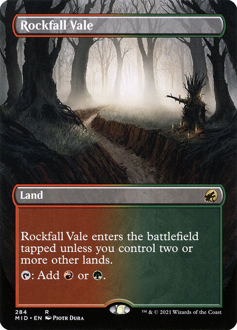 Rockfall Vale (284) - BORDERLESS - FULL ART (Foil) - Innistrad: Midnight Hunt - Game On