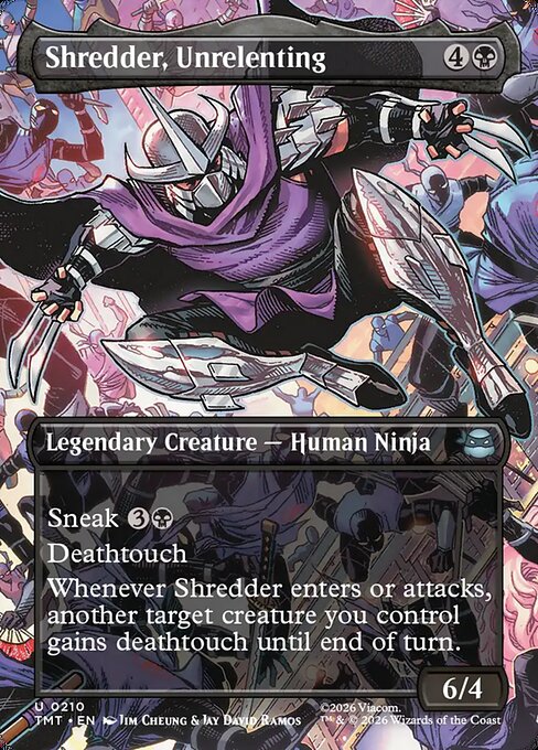 Shredder, Unrelenting (210) - BORDERLESS - FULL ART (Foil) - Teenage Mutant Ninja Turtles - Game On
