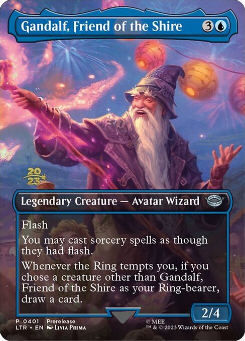 Gandalf, Friend of the Shire (401s) - BORDERLESS - FULL ART (Foil) - Tales of Middle-earth Promos - Game On