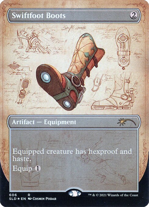 Swiftfoot Boots (606) - BORDERLESS - FULL ART (Foil) - Secret Lair Drop - Game On