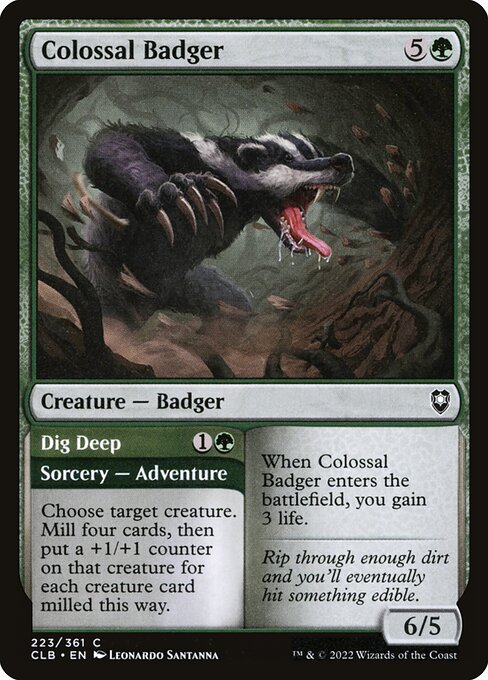 Colossal Badger // Dig Deep (223) - Commander Legends: Battle for Baldur's Gate - Game On