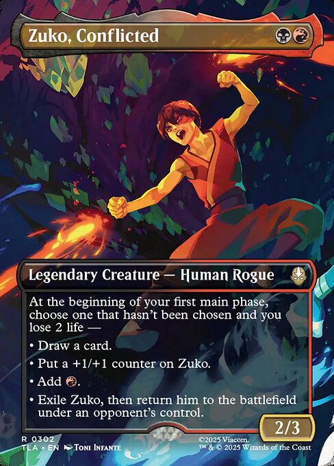 Zuko, Conflicted (302) - BORDERLESS - FULL ART (Foil) - Avatar: The Last Airbender - Game On