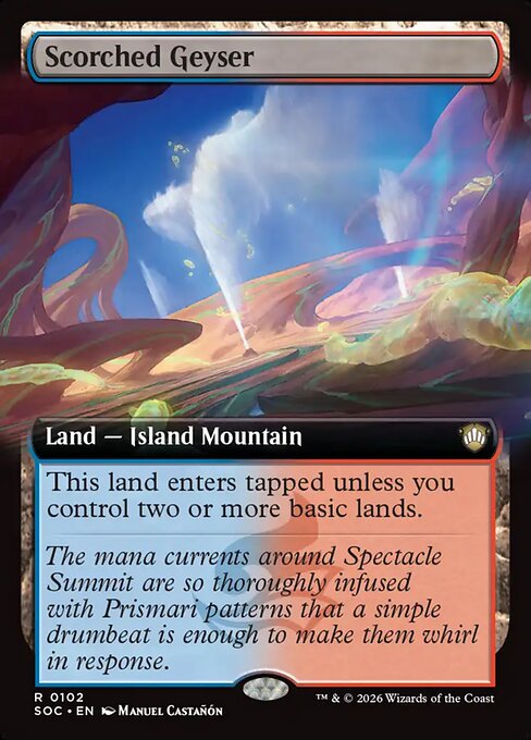Scorched Geyser (102) - EXTENDED ART - Secrets of Strixhaven Commander - Game On