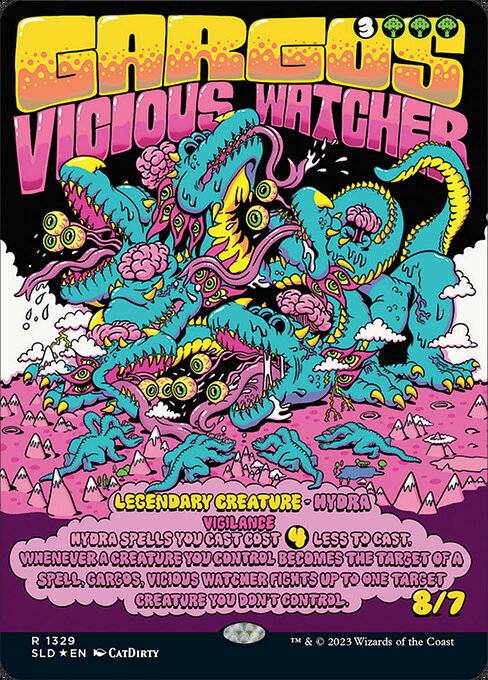 Gargos, Vicious Watcher (1329) - BORDERLESS - FULL ART (Foil) - Secret Lair Drop - Game On