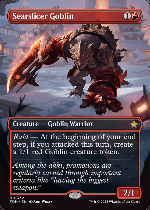 Searslicer Goblin (332) - BORDERLESS - FULL ART - Foundations - Game On
