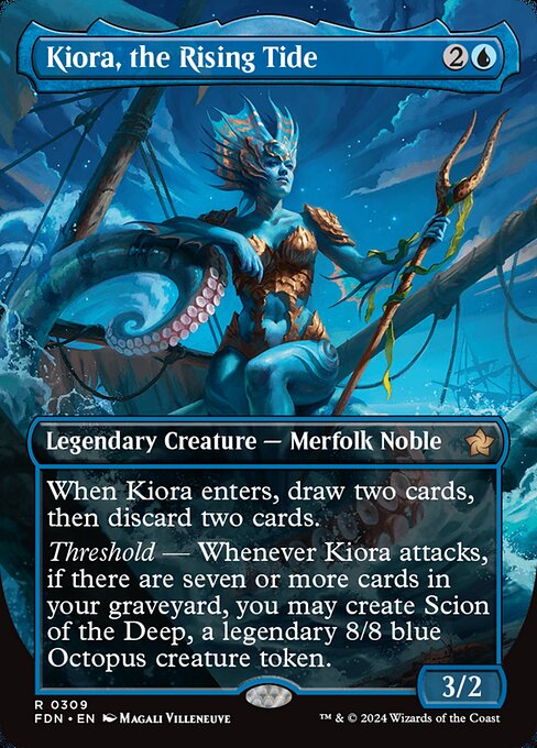 Kiora, the Rising Tide (309) - BORDERLESS (Foil) - Foundations - Game On