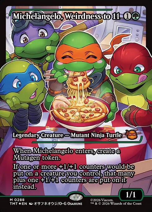 Michelangelo, Weirdness to 11 (288) - FULL ART (Foil) - Teenage Mutant Ninja Turtles - Game On