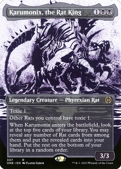 Karumonix, the Rat King (307) - BORDERLESS (Foil) - Phyrexia: All Will Be One - Game On