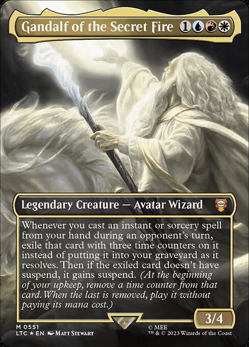 Gandalf of the Secret Fire (551) - BORDERLESS - FULL ART (Foil) - Tales of Middle-earth Commander - Game On