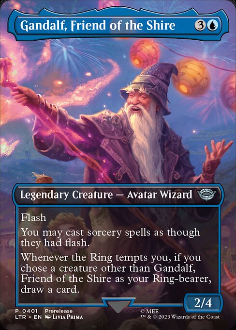 Gandalf, Friend of the Shire (401) - BORDERLESS - FULL ART - The Lord of the Rings: Tales of Middle-earth - Game On