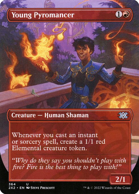 Young Pyromancer (364) - BORDERLESS - FULL ART (Foil) - Double Masters 2022 - Game On