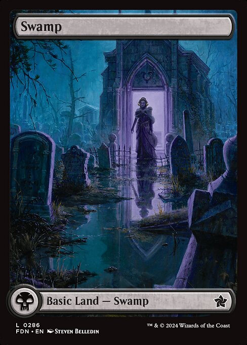 Swamp (286) - FULL ART - Foundations - Game On