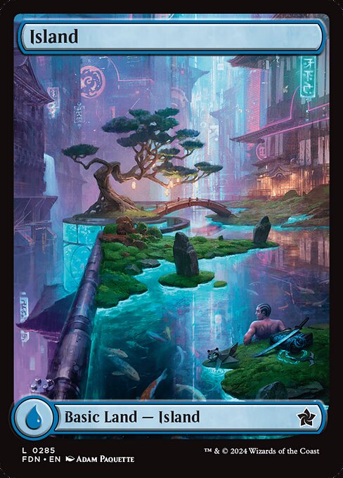 Island (285) - FULL ART (Foil) - Foundations - Game On