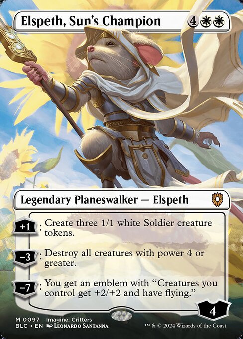 Elspeth, Sun's Champion (97) - BORDERLESS (Foil) - Bloomburrow Commander - Game On