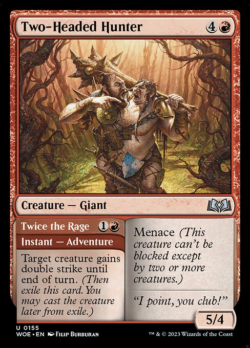 Two-Headed Hunter // Twice the Rage (155) - Wilds of Eldraine - Game On