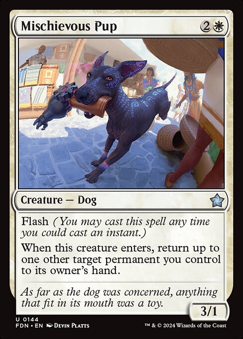 Mischievous Pup (144) (Foil) - Foundations - Game On