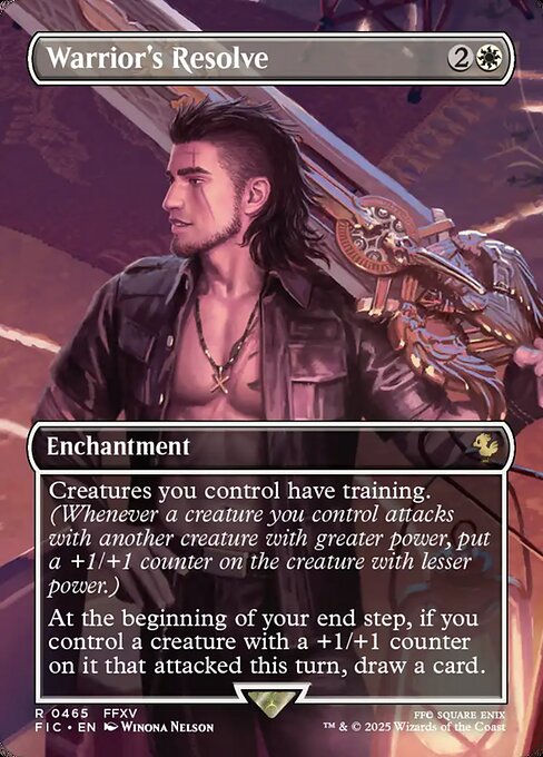 Warrior's Resolve (465) - BORDERLESS - FULL ART (Foil) - Final Fantasy Commander - Game On