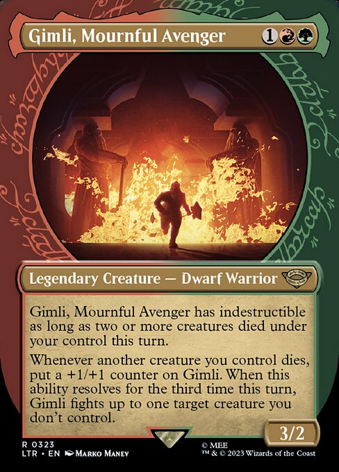 Gimli, Mournful Avenger (323) - BORDERLESS (Foil) - The Lord of the Rings: Tales of Middle-earth - Game On