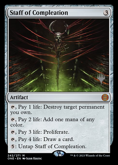 Staff of Compleation (242p) (Foil) - Phyrexia: All Will Be One Promos - Game On