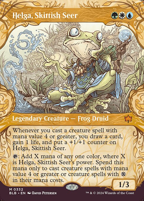 Helga, Skittish Seer (332) - BORDERLESS - Bloomburrow - Game On