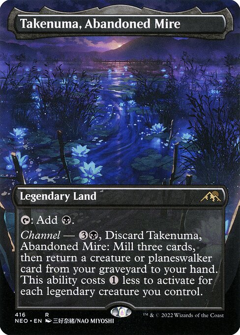 Takenuma, Abandoned Mire (416) - BORDERLESS - FULL ART (Foil) - Kamigawa: Neon Dynasty - Game On