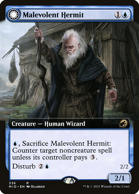 Malevolent Hermit // Benevolent Geist (336) - EXTENDED ART - Innistrad: Midnight Hunt - Game On