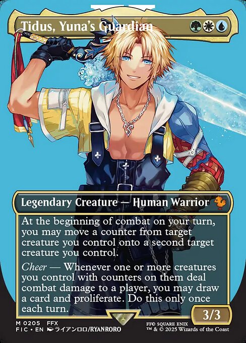 Tidus, Yuna's Guardian (205) - BORDERLESS - FULL ART (Foil) - Final Fantasy Commander - Game On