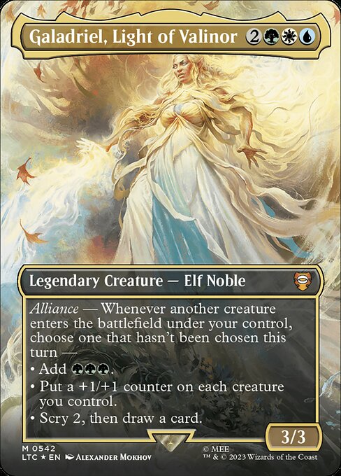 Galadriel, Light of Valinor (542) - BORDERLESS - FULL ART (Foil) - Tales of Middle-earth Commander - Game On