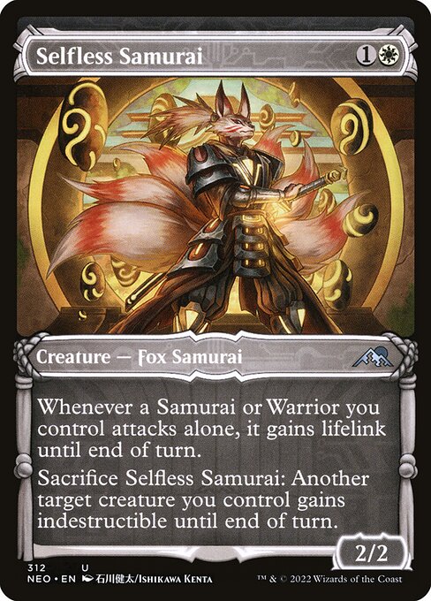 Selfless Samurai (312) - SHOWCASE (Foil) - Kamigawa: Neon Dynasty - Game On