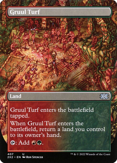 Gruul Turf (407) - BORDERLESS - FULL ART (Foil) - Double Masters 2022 - Game On