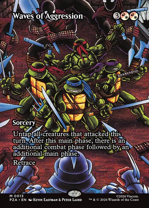Waves of Aggression (13) - BORDERLESS - FULL ART (Foil) - Teenage Mutant Ninja Turtles Source Material - Game On