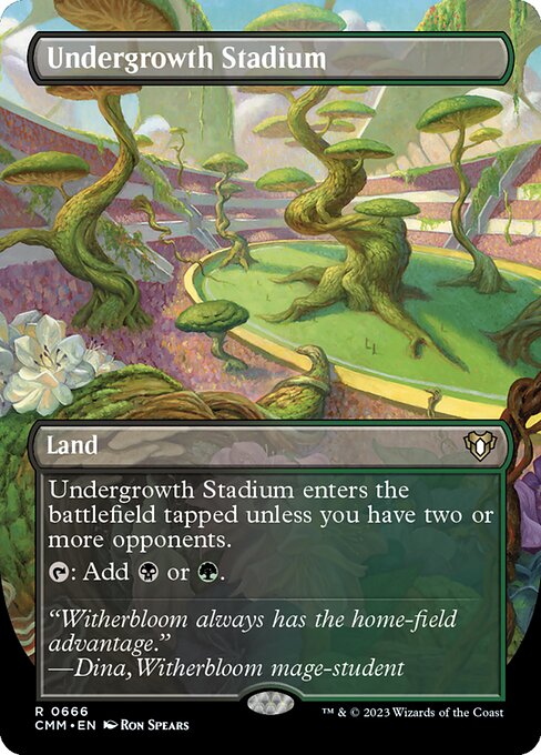 Undergrowth Stadium (666) - BORDERLESS - FULL ART (Foil) - Commander Masters - Game On