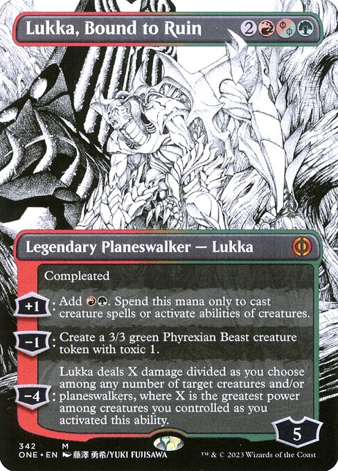 Lukka, Bound to Ruin (342) - BORDERLESS - FULL ART (Foil) - Phyrexia: All Will Be One - Game On