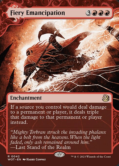 Fiery Emancipation (42) - BORDERLESS (Foil) - Wilds of Eldraine: Enchanting Tales - Game On