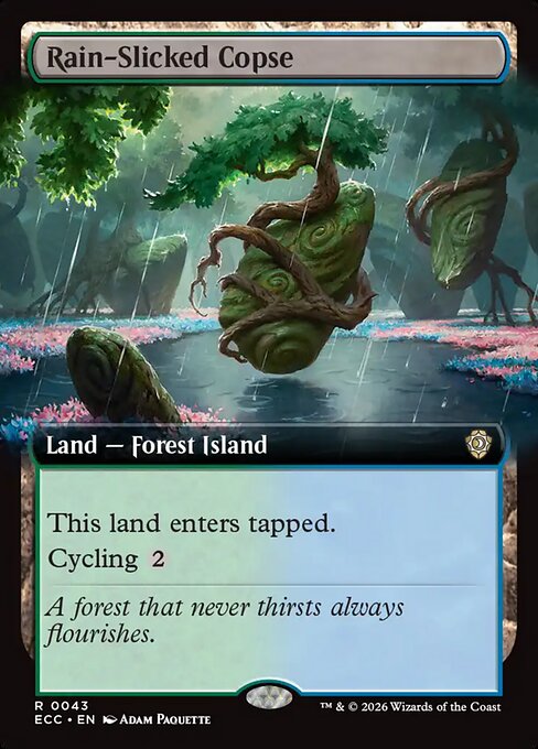 Rain-Slicked Copse (43) - EXTENDED ART - Lorwyn Eclipsed Commander - Game On