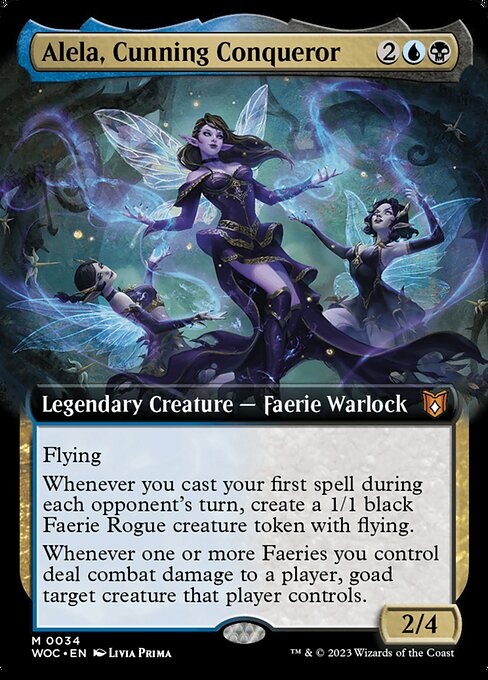 Alela, Cunning Conqueror (34) - EXTENDED ART - Wilds of Eldraine Commander - Game On
