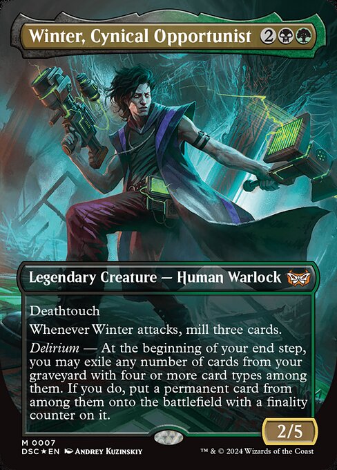 Winter, Cynical Opportunist (7) - BORDERLESS - FULL ART - Duskmourn: House of Horror Commander - Game On