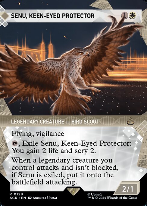 Senu, Keen-Eyed Protector (128) - BORDERLESS (Foil) - Assassin's Creed - Game On