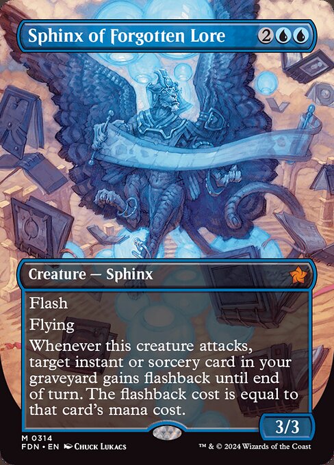Sphinx of Forgotten Lore (314) - BORDERLESS - FULL ART - Foundations - Game On