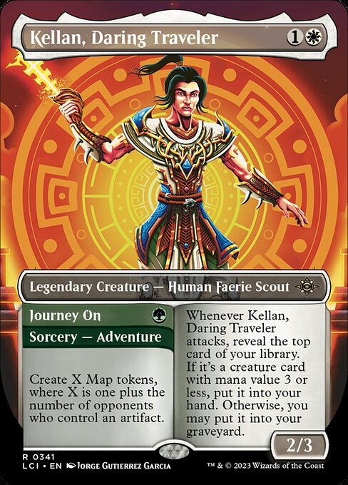 Kellan, Daring Traveler // Journey On (341) - BORDERLESS (Foil) - The Lost Caverns of Ixalan - Game On