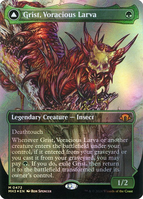 Grist, Voracious Larva // Grist, the Plague Swarm (472) - BORDERLESS - FULL ART (Foil) - Modern Horizons 3 - Game On
