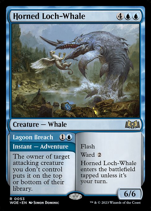 Horned Loch-Whale // Lagoon Breach (53) (Foil) - Wilds of Eldraine - Game On