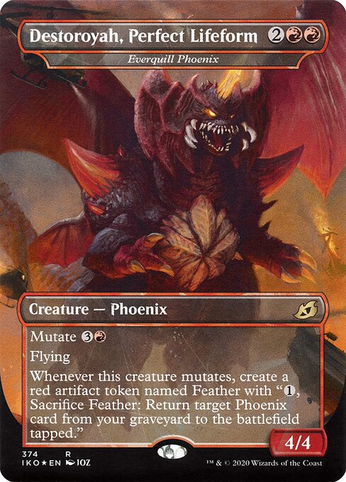 Everquill Phoenix (374) - BORDERLESS - FULL ART (Foil) - Ikoria: Lair of Behemoths - Game On