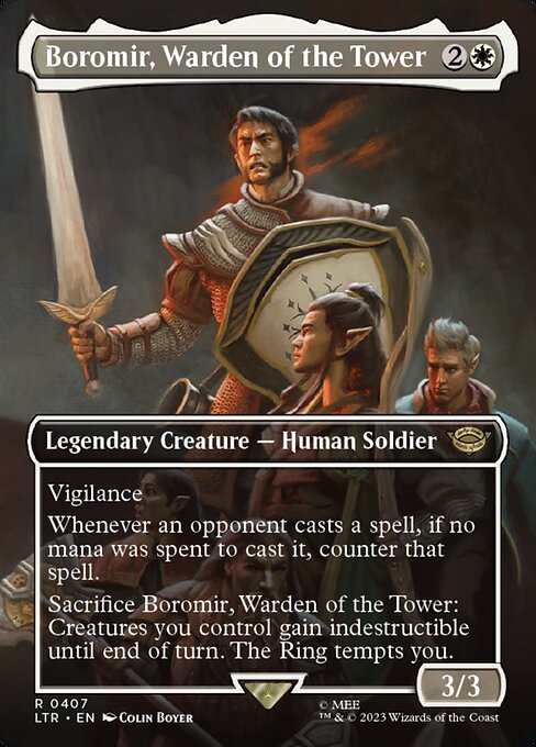 Boromir, Warden of the Tower (407) - BORDERLESS - FULL ART - The Lord of the Rings: Tales of Middle-earth - Game On