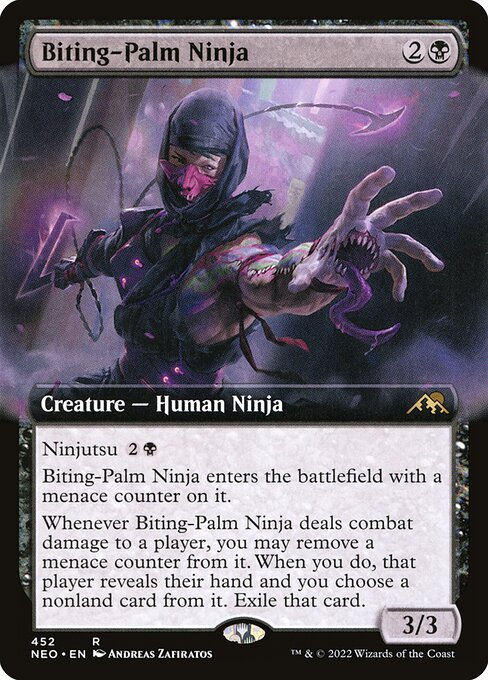 Biting-Palm Ninja (452) - EXTENDED ART (Foil) - Kamigawa: Neon Dynasty - Game On