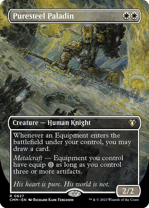 Puresteel Paladin (627) - BORDERLESS - FULL ART (Foil) - Commander Masters - Game On