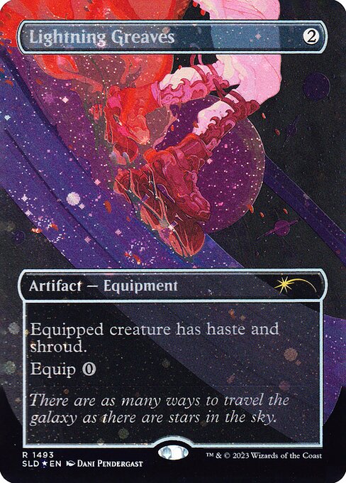 Lightning Greaves (1493★) - BORDERLESS - FULL ART (Foil) - Secret Lair Drop - Game On