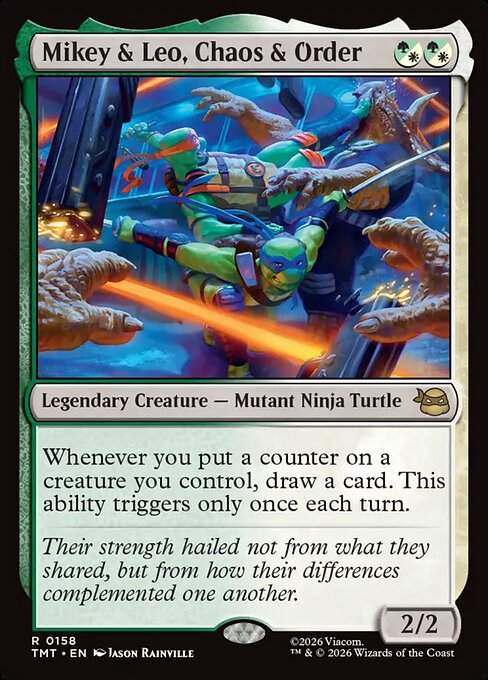 Mikey & Leo, Chaos & Order (158) (Foil) - Teenage Mutant Ninja Turtles - Game On
