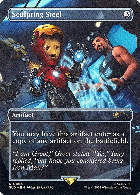 Sculpting Steel (864) - BORDERLESS - FULL ART (Foil) - Secret Lair Drop - Game On